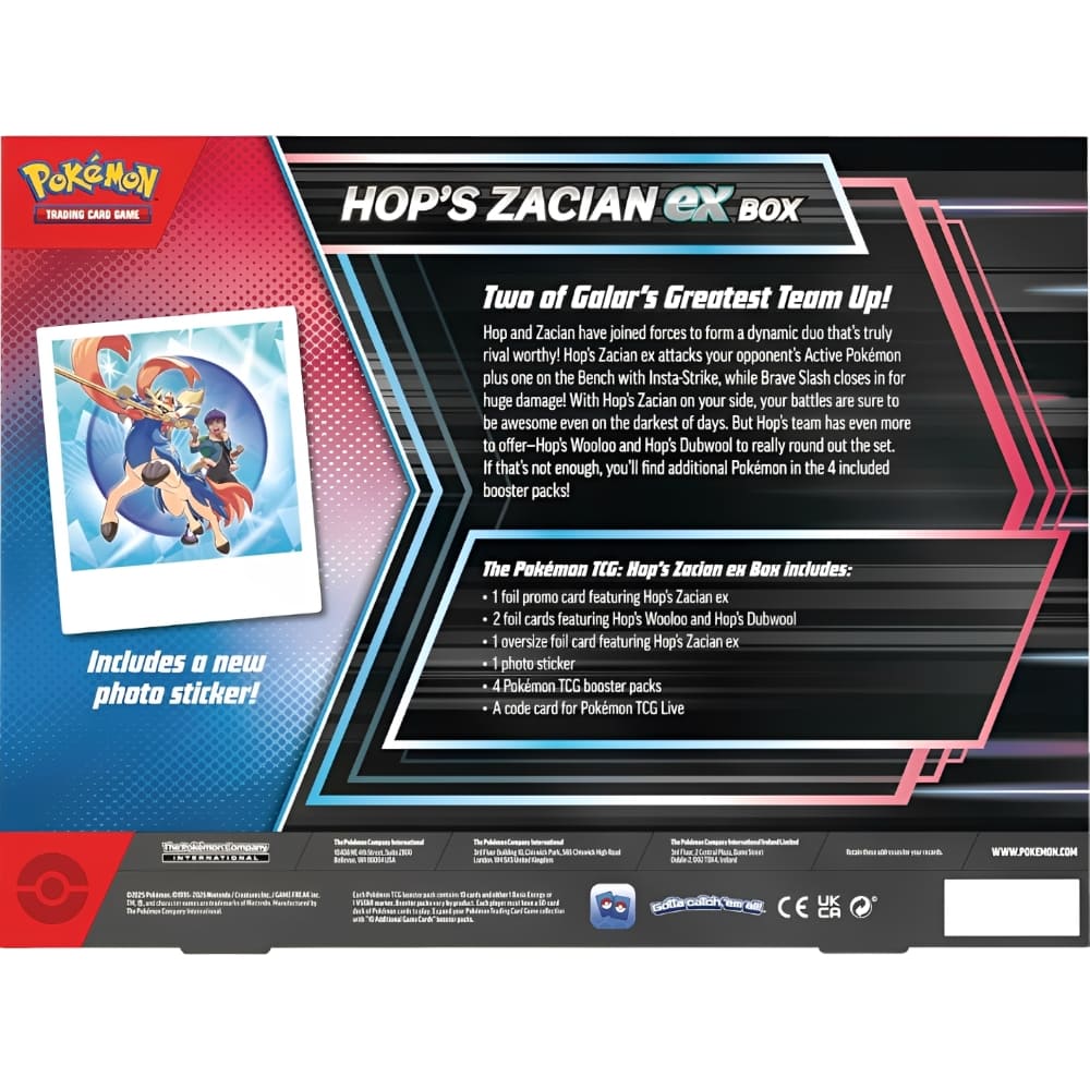 God of Cards: Pokemon Hop's Zacian ex Box Rückseite