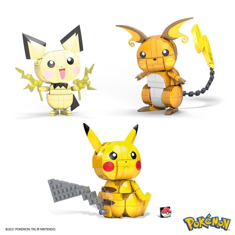 God of Cards: Pokemon Mega Construx Bauset Pikachu Evolution Trio 13cm 2 Produktbild