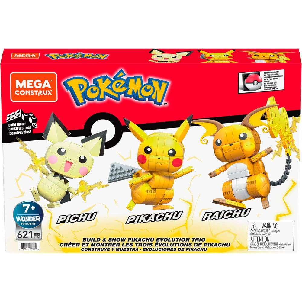 God of Cards: Pokemon Mega Construx Bauset Pikachu Evolution Trio 13cm Produktbild