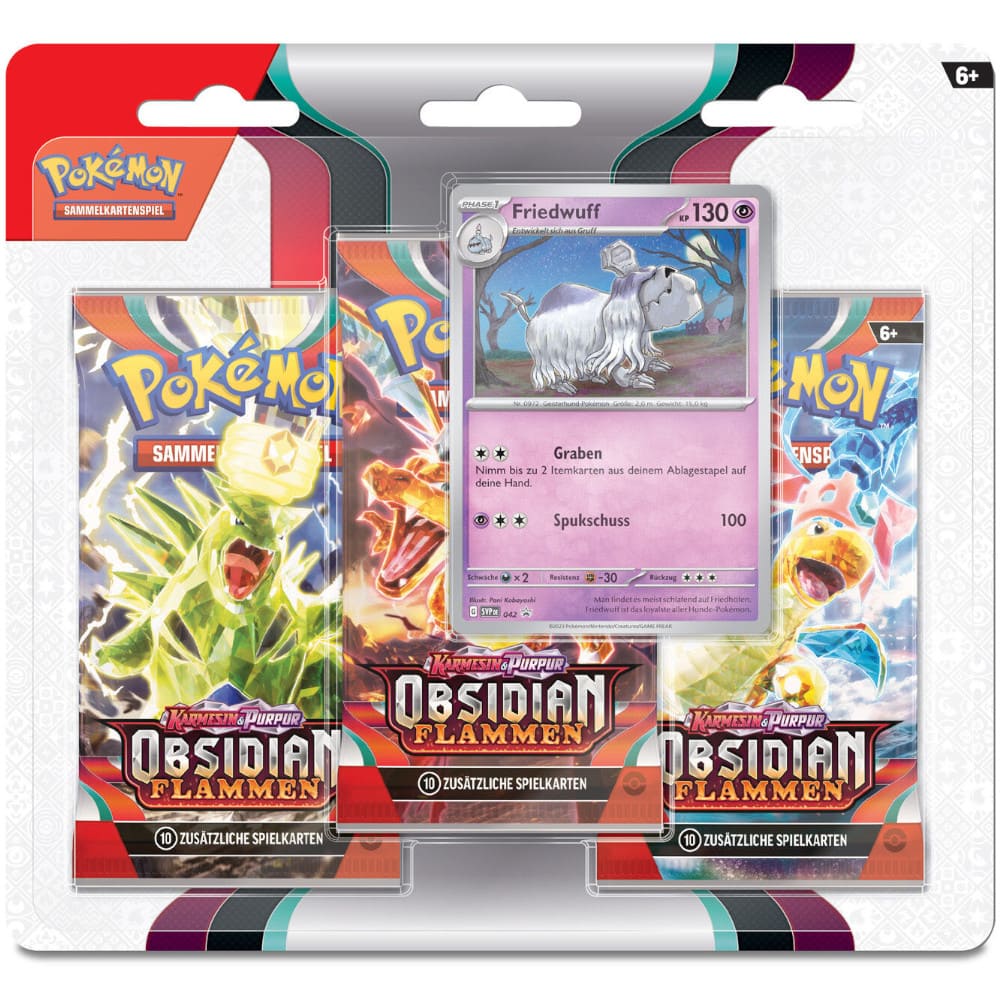 God of Cards: Pokemon Obsidianflammen 3er Blister Friedwuff Produktbild