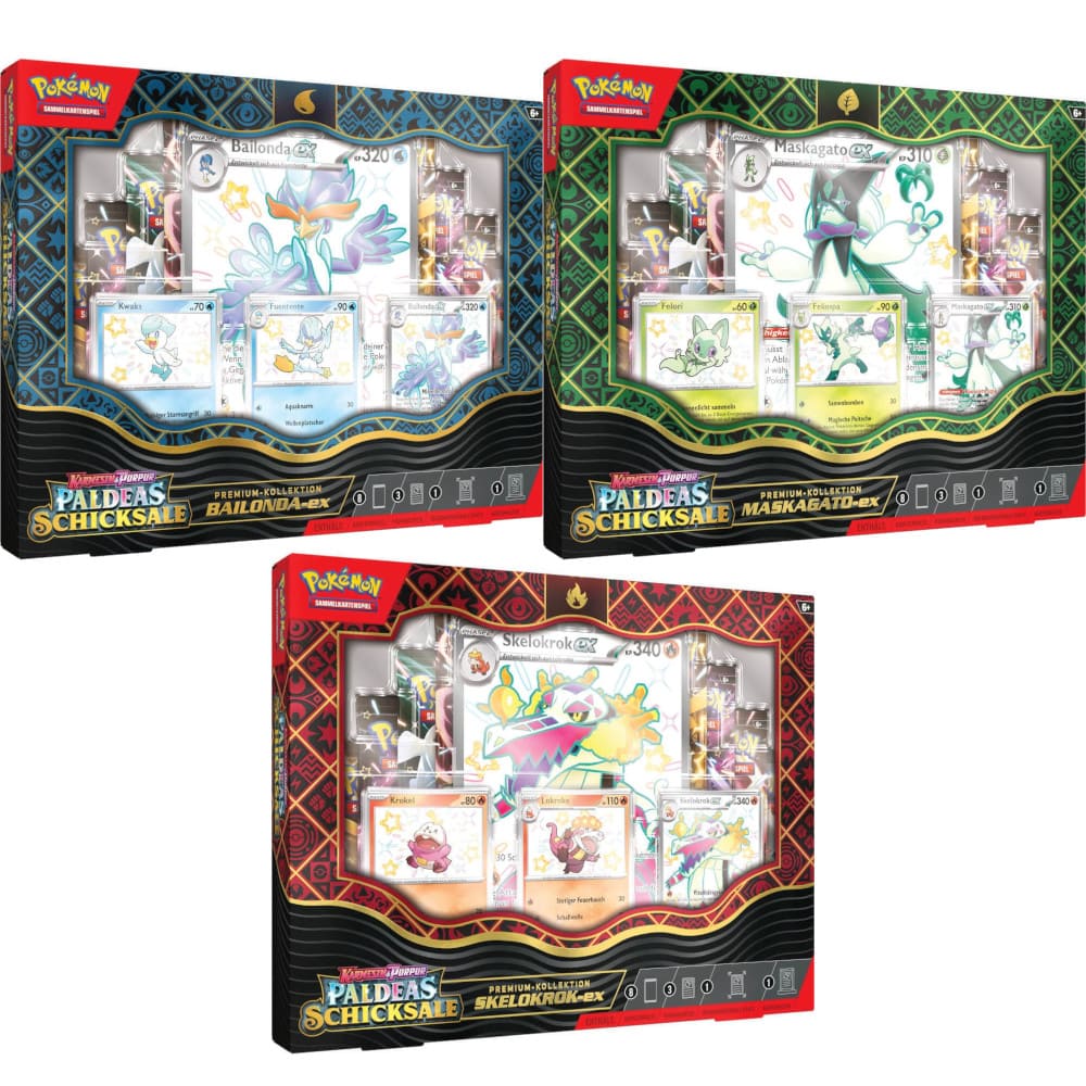God of Cards: Pokemon Paldeas Schicksale Premium-Kollektion Skelokrok ex  Bailonda ex  Maskagato ex Produktbild