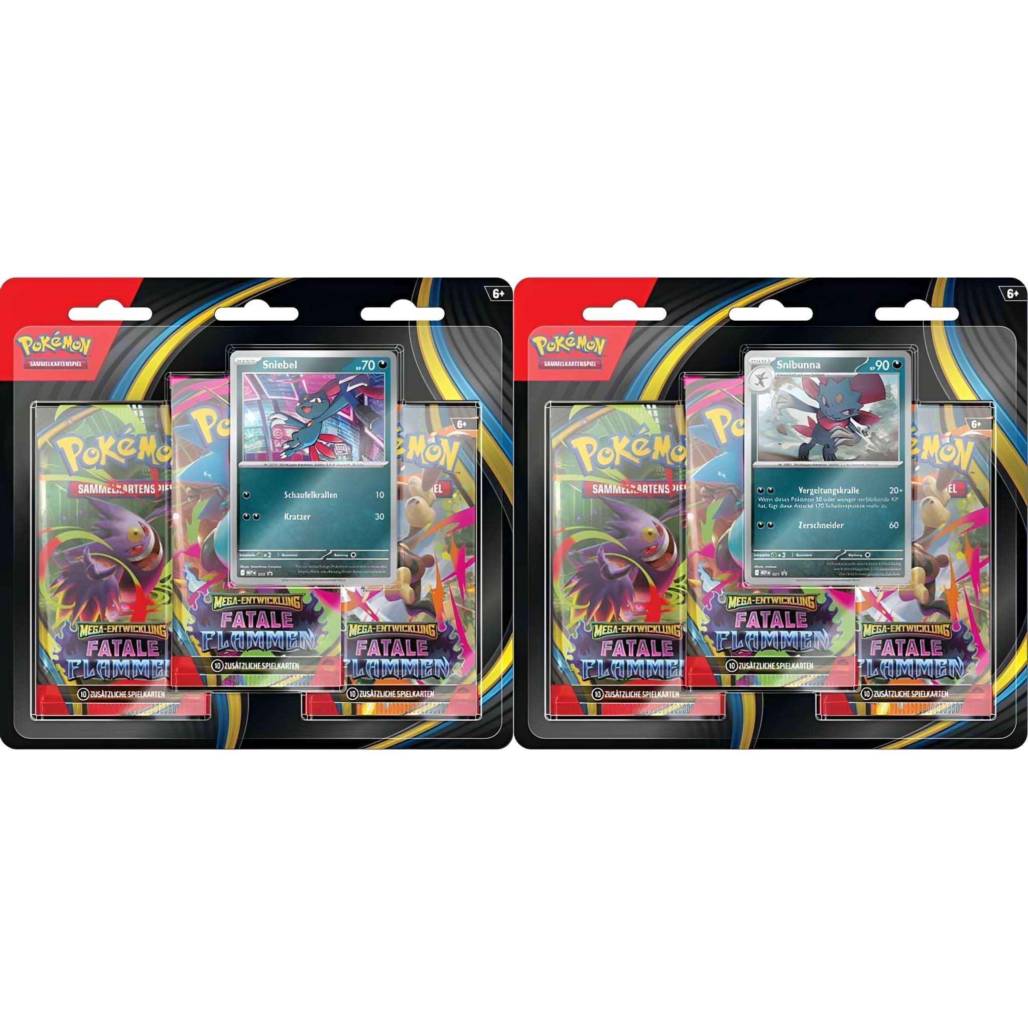 Pokemon <br> Fatale Flammen <br> 3-Pack Blister <br> Sniebel / Snibunna <br> 1 von 2 zufällige Auswahl