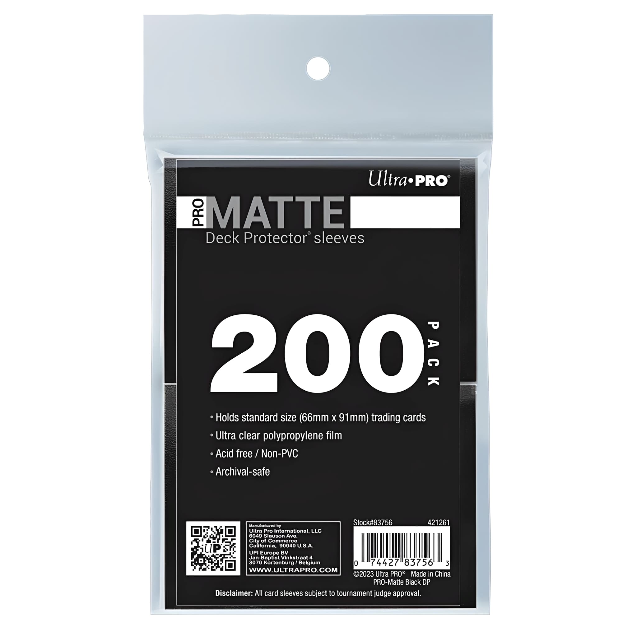 Ultra Pro Sleeves Standard Size PRO-Matte 200 Count