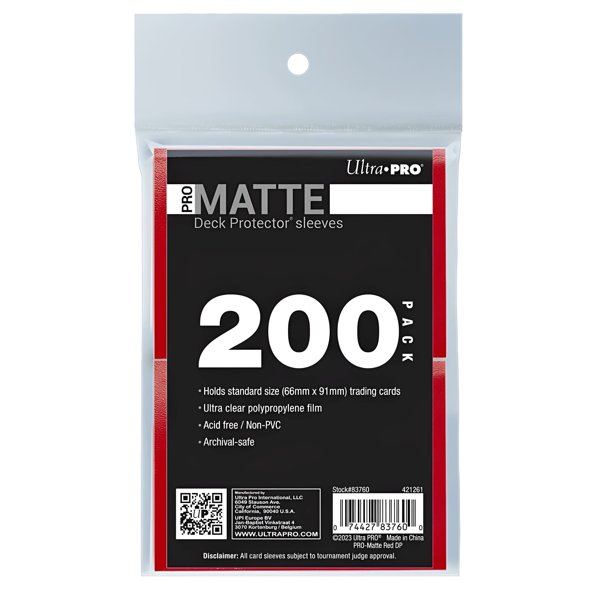 Ultra Pro Sleeves Standard Size PRO-Matte 200 Count