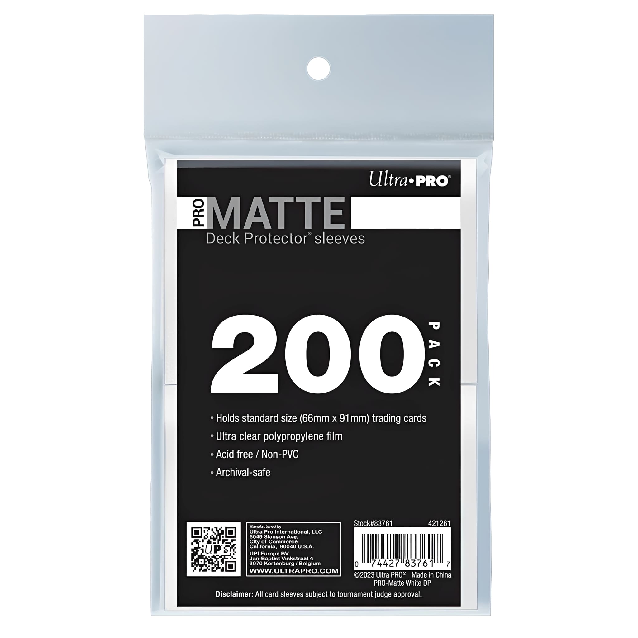 Ultra Pro Sleeves Standard Size PRO-Matte 200 Count