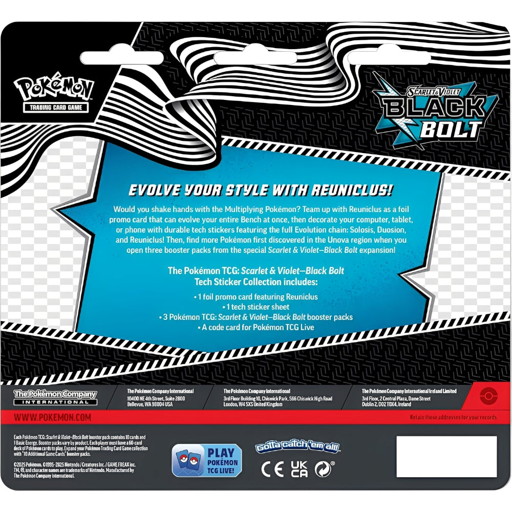 God of Cards: Pokemon Black Bolt Tech Sticker Collection Rückseite