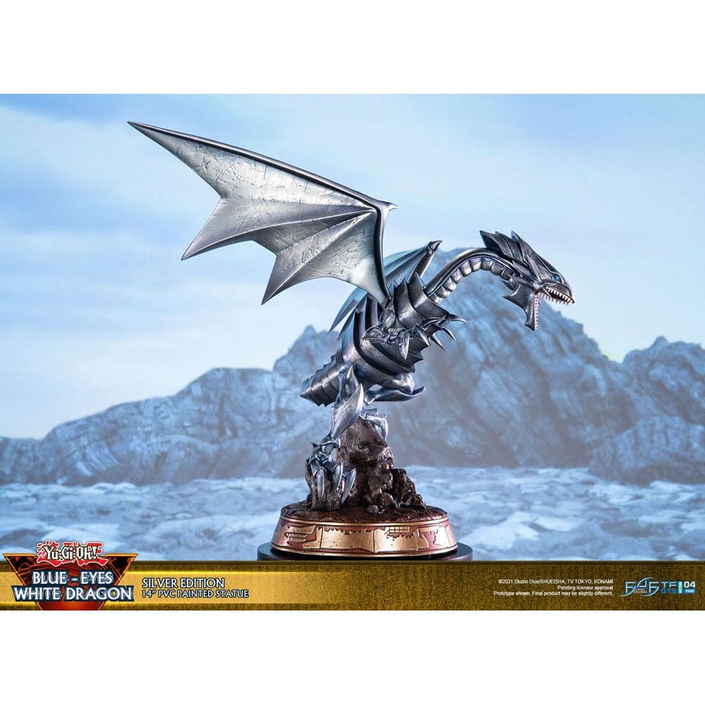God of Cards: Yugioh PVC Statue Blue-Eyes White Dragon Silver Edition 35cm 1 Produktbild