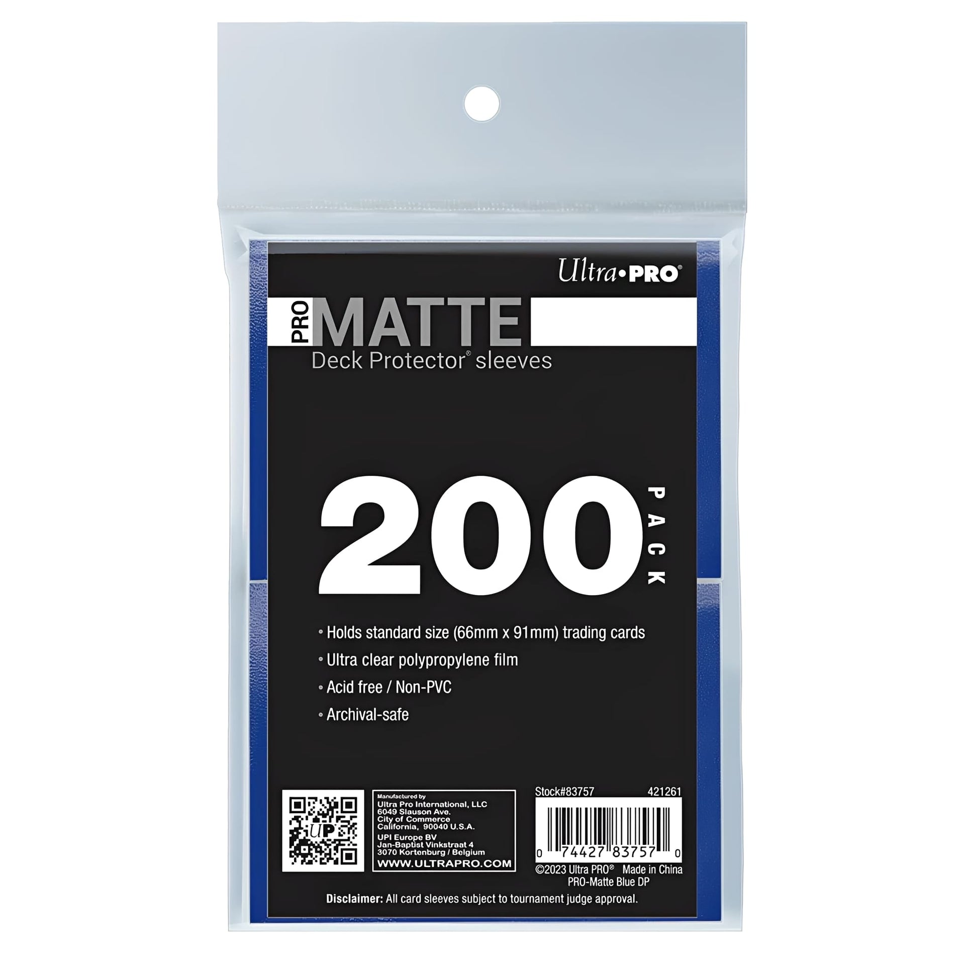 Ultra Pro Sleeves Standard Size PRO-Matte 200 Count