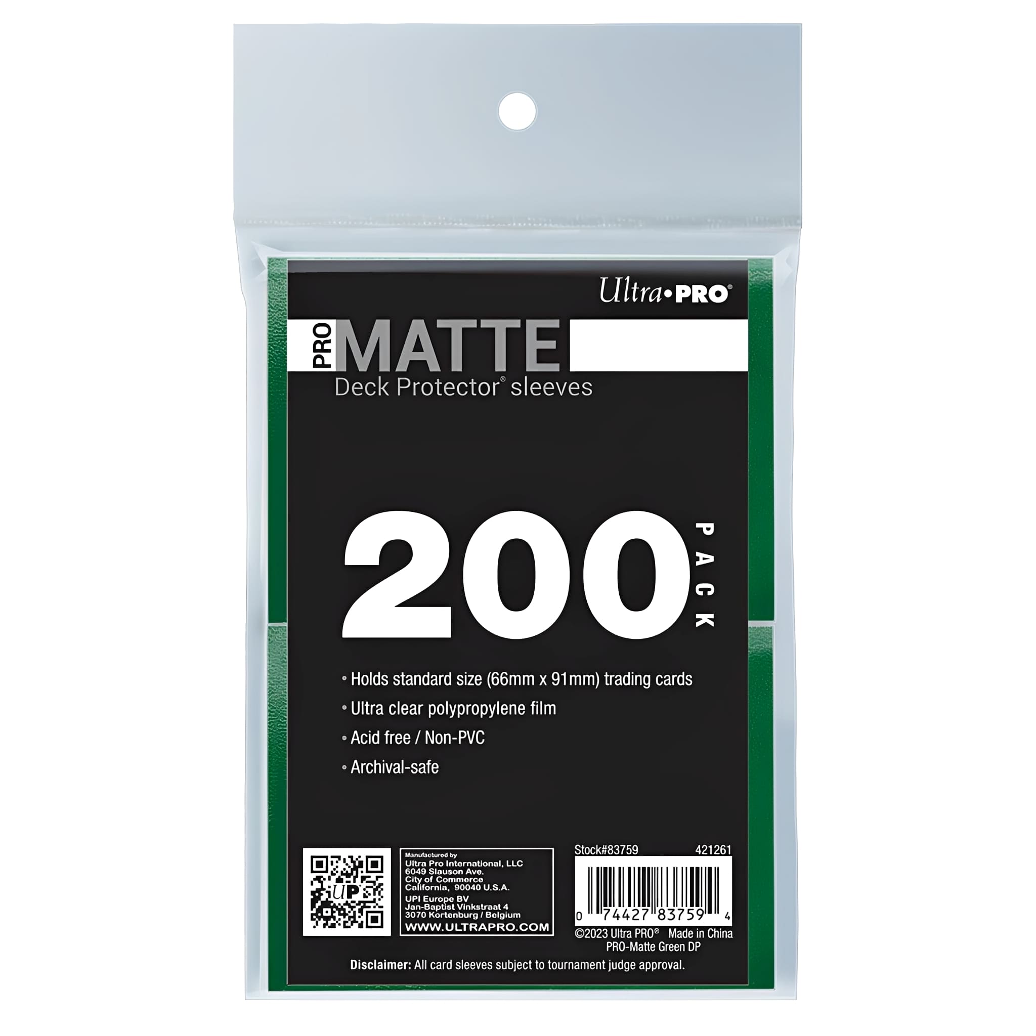 Ultra Pro Sleeves Standard Size PRO-Matte 200 Count
