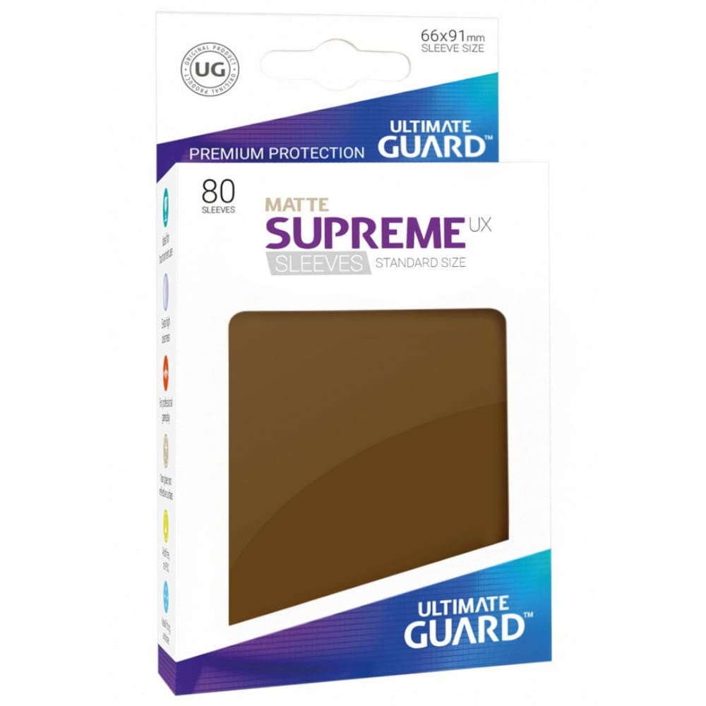 God of Cards: Ultimate Guard Standard Size Matte Supreme UX Sleeves Braun Produktbild
